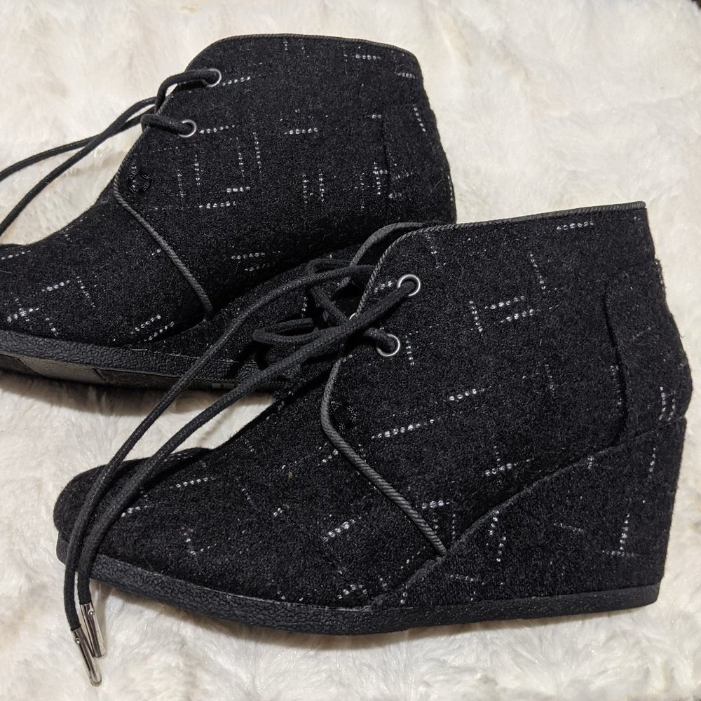 Toms Wedge Lace Up Booties